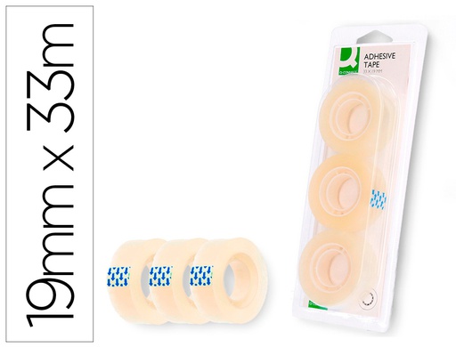 [KF27006] CINTA ADHESIVA Q-CONNECT 33 MT X 19 MM BLISTER DE 3 UNIDADES