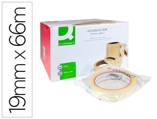 [KF15087] CINTA ADHESIVA Q-CONNECT TRANSPARENTE 66 MT X 19 MM ENCELOFANADA