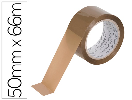 [KF04381] CINTA ADHESIVA Q-CONNECT POLIPROPILENO HAVANA 66 MT X 50 MM PARA EMBALAJE BAJO RUIDO