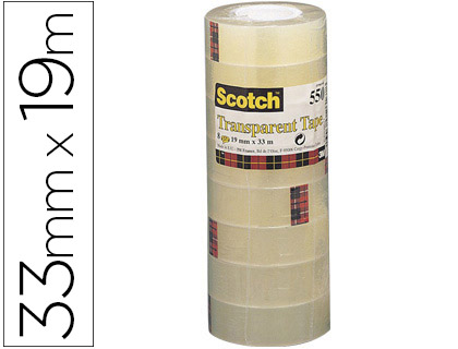 [XA004839404] CINTA ADHESIVA SCOTCH ACORDEON 550 33 MT X 19 MM PACK DE 8 UNIDADES