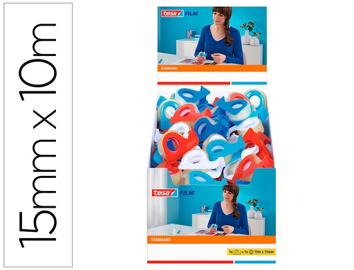 [57383-00000-05] CINTA ADHESIVA TESA STANDARD CON DISPENSADOR 10 MT X 15 MM
