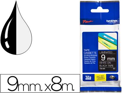 [TZE325] CINTA BROTHER TZE325 NEGRO-BLANCO 9MM LONGITUD 8MT