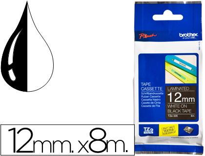 [TZE335] CINTA BROTHER TZE335 NEGRO-BLANCO 12MM LONGITUD 8MTS