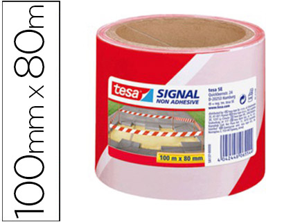 [58137-00000-00] CINTA DE SEÑALIZACION TESA ROJO Y BLANCO 100MT X 80 MM