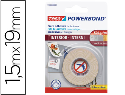 [55740-00002-04] CINTA DOBLE CARA TESA INTERIORES 1,5 MT X 19 MM