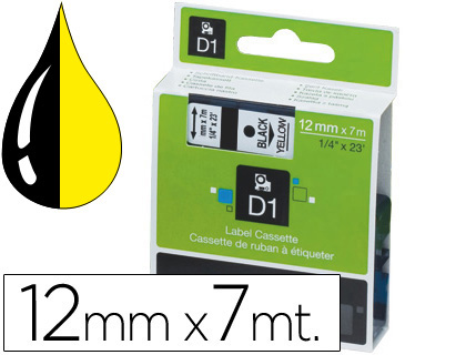 [S0720580] CINTA DYMO 1000 NEGRO-AMARILLO 12MM X 7MT D1