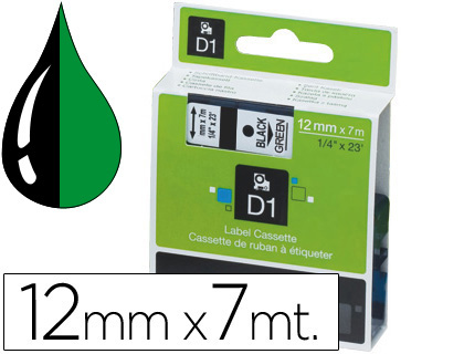 [S0720590] CINTA DYMO 1000 NEGRO-VERDE 12MM X 7MT D1