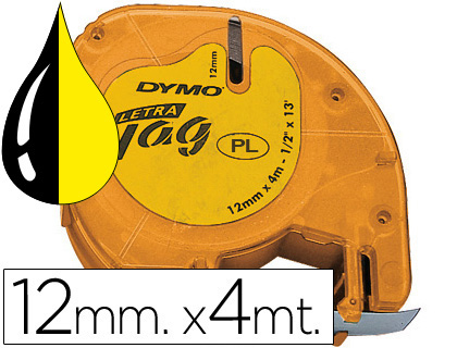 [S0721620] CINTA DYMO 12MMX4MT -NEGRO/AMARILLO PARA MAQUINA LETRATAG