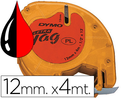 [S0721630] CINTA DYMO 12MMX4MT -NEGRO/ROJO PARA MAQUINA LETRATAG