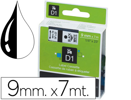 [S0720670] CINTA DYMO NEGRO-TRANSPARENTE 9MM X 7MT D1