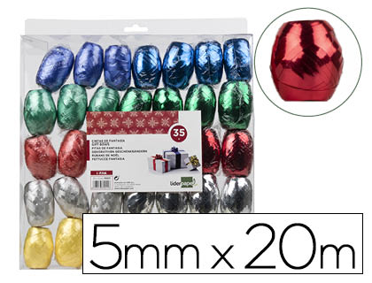 [LZ06] CINTA FANTASIA LIDERPAPEL BARRILETE 5 MM X 20 MT COLORES METALIZADOS SURTIDOS
