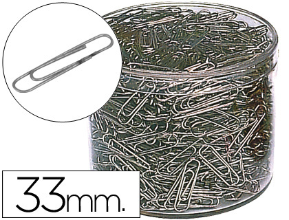 [KF03720] CLIPS NIQUELADOS Q-CONNECT Nº2 33 MM CUBILETE DE 1000 UNIDADES