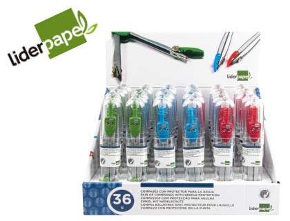 [MP11] COMPAS LIDERPAPEL CON PROTECTOR DE PUNTA COLORES SURTIDOS