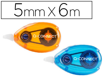 [KF14448] CORRECTOR Q-CONNECT CINTA BLANCO 5 MM X 6 MT BLISTER 2 UNIDADES AZUL Y NARANJA