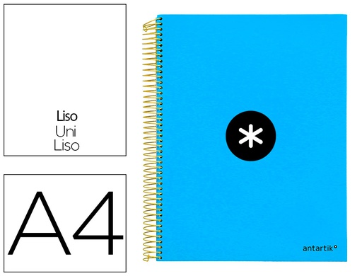 [KD41] CUADERNO ESPIRAL A4 MICRO ANTARTIK TAPA FORRADA 120H 90 GR LISO CON BANDAS 4 TALADROS COLOR AZUL