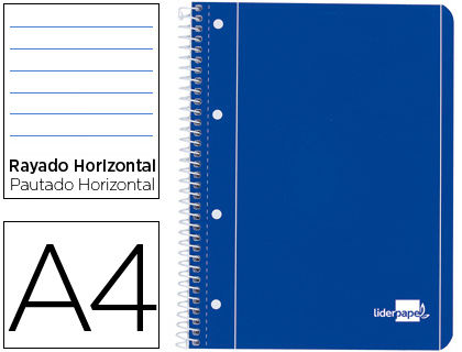 [BE05] CUADERNO ESPIRAL LIDERPAPEL A4 MICRO SERIE AZUL TAPA BLANDA 80H 75 GR HORIZONTAL CON MARGEN 4 TALADROS AZUL