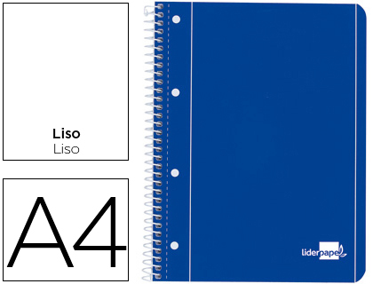[BE14] CUADERNO ESPIRAL LIDERPAPEL A4 MICRO SERIE AZUL TAPA BLANDA 80H 75 GR LISO CON MARGEN 4 TALADROS AZUL