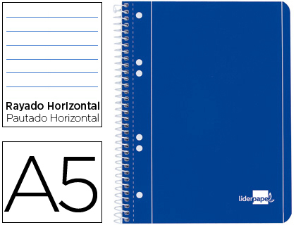 [BJ04] CUADERNO ESPIRAL LIDERPAPEL A5 MICRO SERIE AZUL TAPA BLANDA 80H 75 GR HORIZONTAL 6 TALADROS AZUL