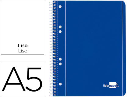 [BJ05] CUADERNO ESPIRAL LIDERPAPEL A5 MICRO SERIE AZUL TAPA BLANDA 80H 75 GR LISO 6TALADROS AZUL