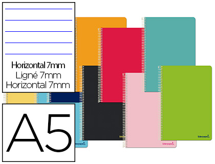 [BJ02] CUADERNO ESPIRAL LIDERPAPEL A5 MICRO SMART TAPA BLANDA 80H60GR HORIZONTAL 7MM DOBLE MARGEN 4 TALADROS COLORES
