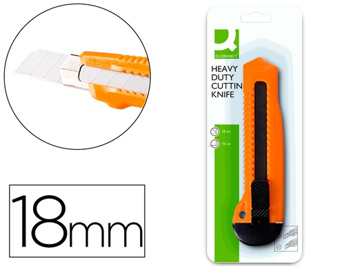 [KF10937] CUTER Q-CONNECT PLASTICO ANCHO CUCHILLA 18 MM XD-23 BLISTER 1 UNIDAD