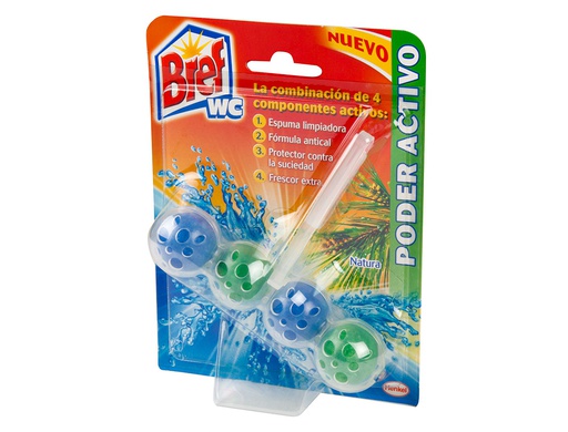 [97742] DESINFECTANTE Y AMBIENTADOR DE INODORO BREF WC PODER ACTIVO HAWAII 50 G BLISTER DE 2 UNIDADES