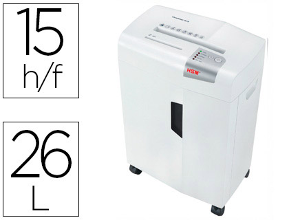 [1030121] DESTRUCTORA DE DOCUMENTOS HSM SHREDSTAR X15 CAPACIDAD DE CORTE 15H EN PARTICULAS DESTRUYE GRAPAS CLIPS CD Y TARJETAS