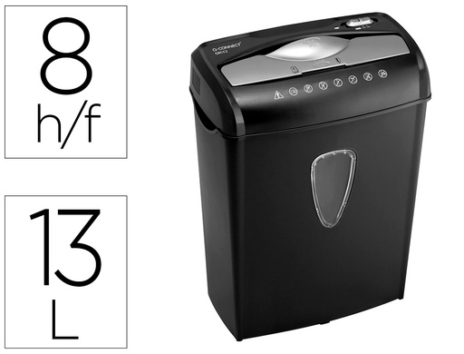 [KF17972] DESTRUCTORA DE DOCUMENTOS Q-CONNECT KF17972 CAPACIDAD DE CORTE 8 H DESTRUYE GRAPAS CLIPS CD Y TARJETAS 13 LITROS
