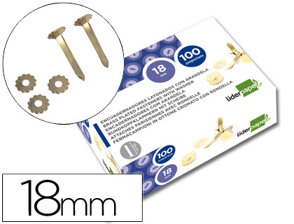 [FS03] ENCUADERNADORES LIDERPAPEL LATONADOS CON ARANDELA 18 MM CAJA DE 100 UNIDADES