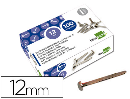 [FS09] ENCUADERNADORES LIDERPAPEL NIQUELADOS N.0 12 MM CAJA DE 100 UNIDADES