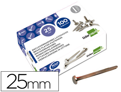 [FS13] ENCUADERNADORES LIDERPAPEL NIQUELADOS N.5 25 MM CAJA DE 100 UNIDADES