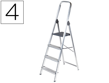[KF00315] ESCALERA Q-CONNECT DE ALUMINIO 4 PELDAÑOS 860X462X1470 MM PESO MAXIMO 150 KG EN-131