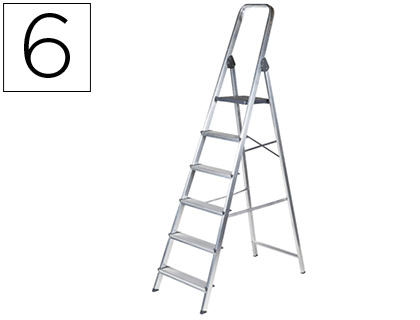 [KF00317] ESCALERA Q-CONNECT DE ALUMINIO 6PELDAÑOS 1203X510X1895 MM PESO MAXIMO 150 KG EN-131