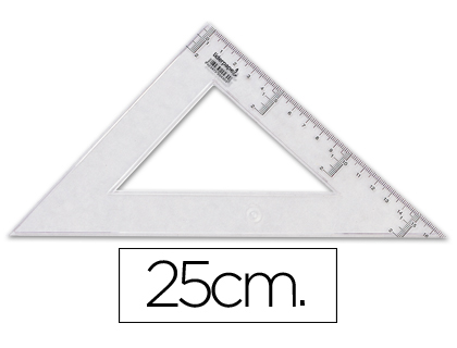 [ES05] ESCUADRA LIDERPAPEL 25 CM PLASTICO CRISTAL