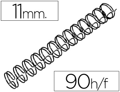 [RG810710] ESPIRAL WIRE 3:1 11 MM N.7 NEGRO CAPACIDAD 90 HOJAS CAJA DE 100 UNIDADES