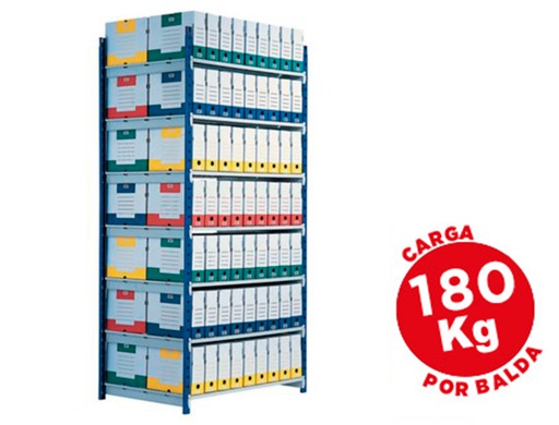 [513D] ESTANTERIA PAPERFLOW METALICA AZUL 5 ESTANTES GUIASMETAL ULTRARRESISTENTES 180 KGPOR ESTANTE 200X100X35 CM