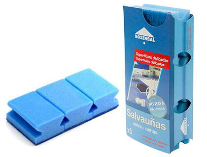 [142007] ESTROPAJO SALVAUÑAS AZUL BICAPA PACK DE 3 UNIDADES