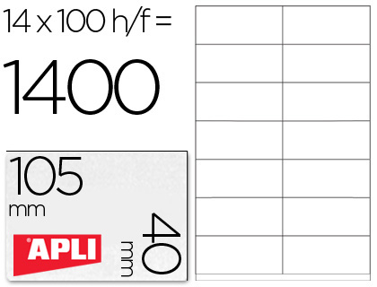 [1275] ETIQUETA ADHESIVA APLI 1275 TAMAÑO 105X40 MM -FOTOCOPIADORA -LASER -INK-JET-CAJA CON 1400 ETIQUETAS