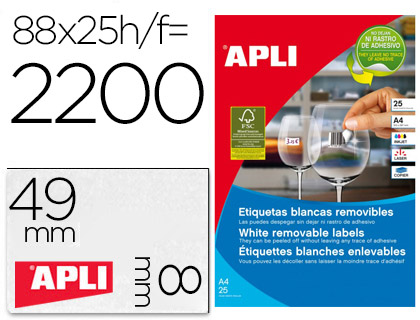 [10314] ETIQUETA ADHESIVA APLI REMOVIBLE 10314 ESPECIAL JOYERIA 45X8 MM FOTOCOPIADORA LASER INK-JET CAJA CON 25