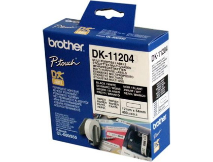 [DK11204] ETIQUETA ADHESIVA BROTHER DK11204 -TAMAÑO 17X54 MM PARA IMPRESORAS DE ETIQUETAS QL -400 ETIQUETAS-