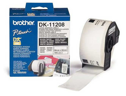 [DK11208] ETIQUETA ADHESIVA BROTHER DK11208 -TAMAÑO 38X90 MM PARA IMPRESORAS DE ETIQUETAS QL -400 ETIQUETAS-