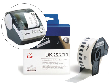 [DK22211] ETIQUETA BROTHER DK22211 CINTA PLASTICA CONTINUA ADHESIVA BLANCA 29MMX15,24MTS