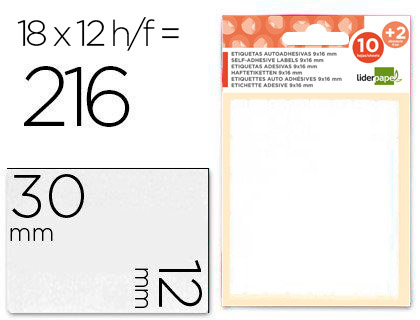 [ET04] ETIQUETAS LIDERPAPEL SOBRE DE 10 H. + 2 H. OBSEQUIO 12X30 MM -18 UNIDADES POR HOJA