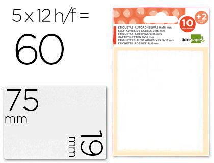 [ET11] ETIQUETAS LIDERPAPEL SOBRE DE 10 H. + 2 H. OBSEQUIO 19X75 MM -5 UNIDADES POR HOJA