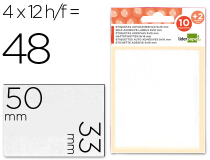 [ET16] ETIQUETAS LIDERPAPEL SOBRE DE 10 H. + 2 H. OBSEQUIO 33X50 MM -4 UNIDADES POR HOJA