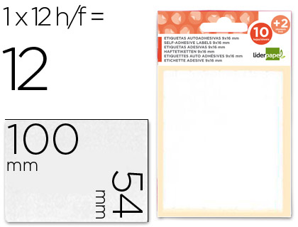 [ET22] ETIQUETAS LIDERPAPEL SOBRE DE 10 H. + 2 H. OBSEQUIO 54X100 MM -1 UNIDADES POR HOJA