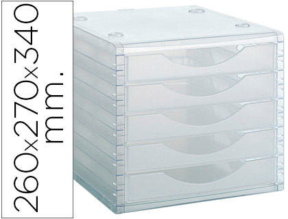 [4005 CS TL] FICHERO CAJONES DE SOBREMESA ARCHIVO 2000 260X270X340 MM APILABLES 5 CAJONES TRANSPARENTE TRANSLUCIDO
