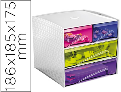 [1032110811] FICHERO CAJONES DE SOBREMESA CEP MYCUBE 4 CAJONES POLIESTIRENO MULTICOLOR 186X185X175 MM