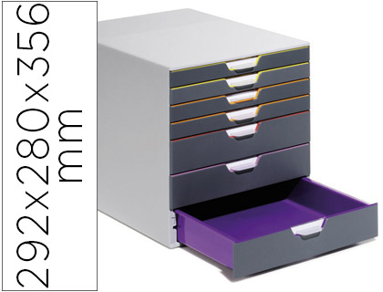 [7607-27] FICHERO CAJONES DE SOBREMESA DURABLE VARICOLOR APILABLES 7 CAJONES PLASTICO 292X280X356 MM