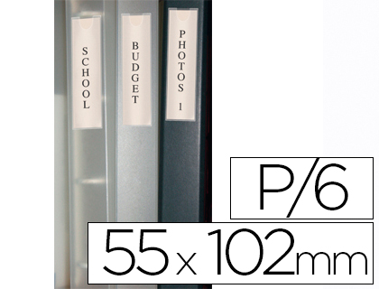 [KF27045] FUNDA AUTOADHESIVA Q-CONNECT PARA LOMO DE CARPETA 55X102MMPACK DE 6 UNIDADES